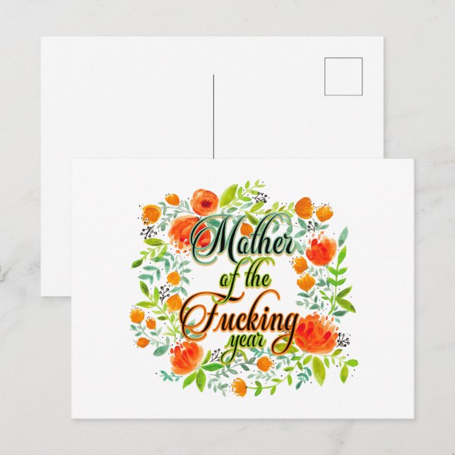 Mother of the F*cking Year Wildflower Floral Mum Postcard (Front/Back)