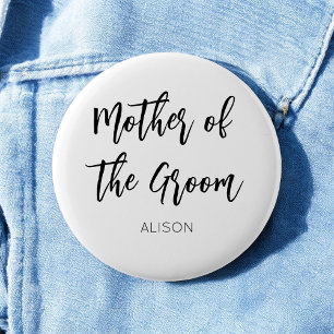 Mother of the Groom Black White Wedding Button