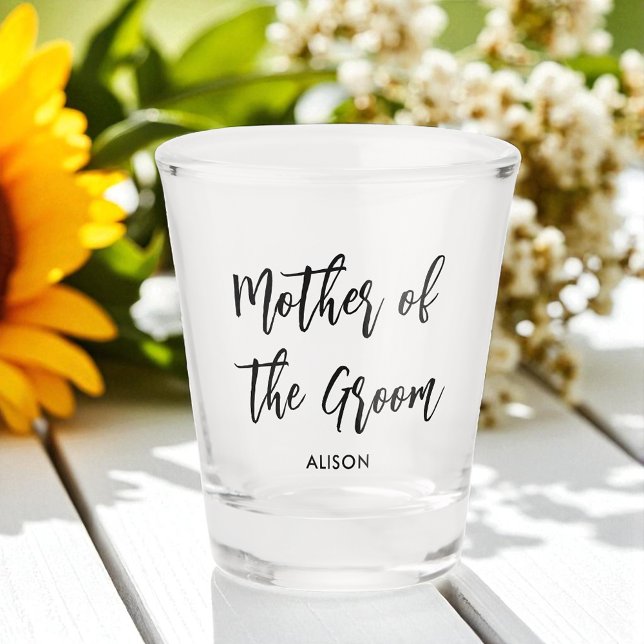 Mother of the Groom Black White Wedding  Shot Glass (Creator Uploaded)