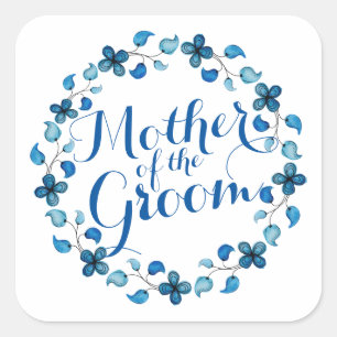 Mother of the Groom Blue Floral Wedding Sticker
