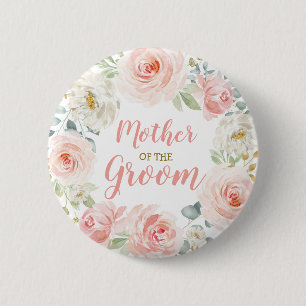 Mother of the Groom Blush Floral Wedding Favours 6 Cm Round Badge