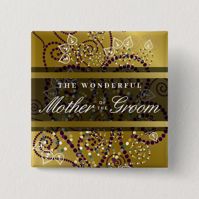 MOTHER OF THE GROOM Boho Spirals Wedding Button (Front)