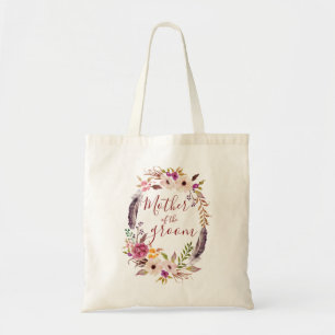Mother of the groom Boho watercolor flower wreath Tote Bag