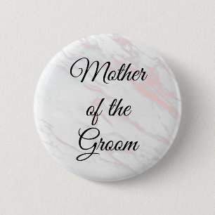 Mother of the Groom Button Pink & Grey Marble