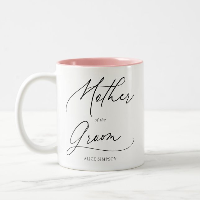 Mother Of The Groom Chic Script Two-Tone Coffee Mug (Left)