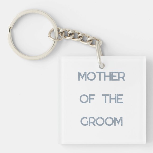 Mother Of The Groom Dusty Blue Wedding Gift Favour Key Ring (Front)