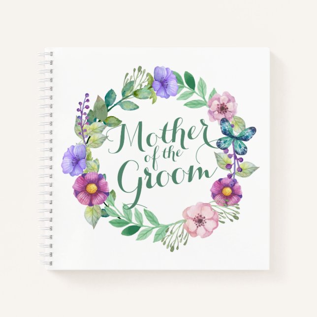 Mother of the Groom Elegant Floral Wedding Noteboo Notebook (Front)