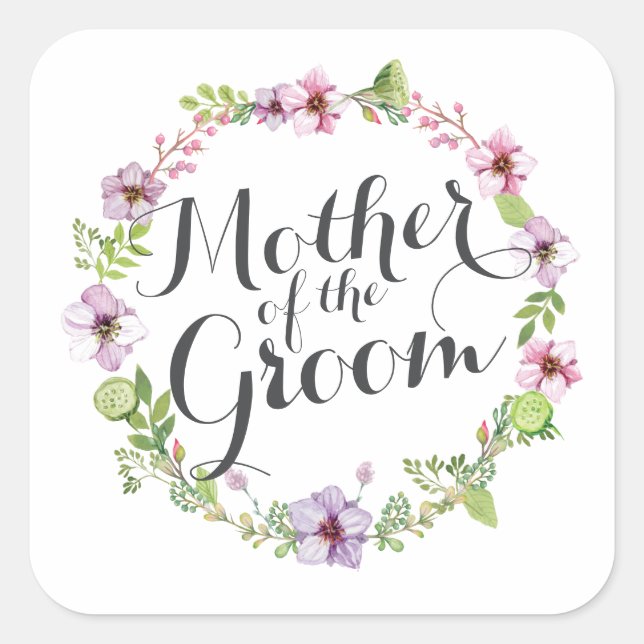 Mother of the Groom Elegant Wreath Sticker Seal (Front)