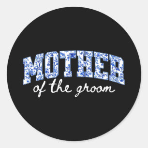 Mother of the groom floral blue chinoiserie classic round sticker