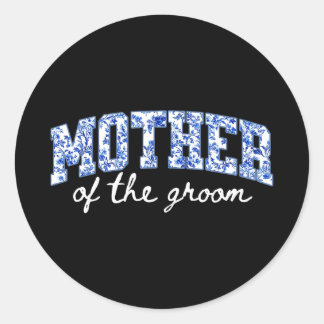 Mother of the groom floral blue chinoiserie classic round sticker