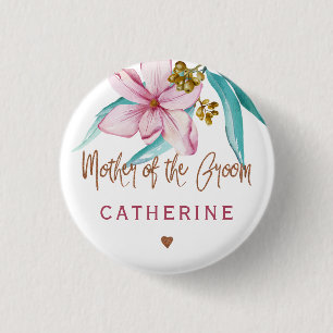 Mother of the groom floral copper bridal shower 3 cm round badge