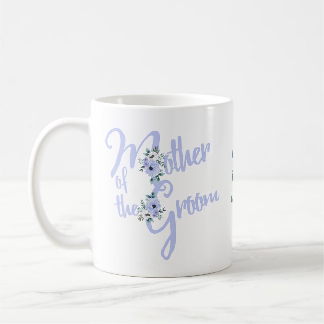 Mother of the Groom Floral Letter Wedding Party Coffee Mug (Left)