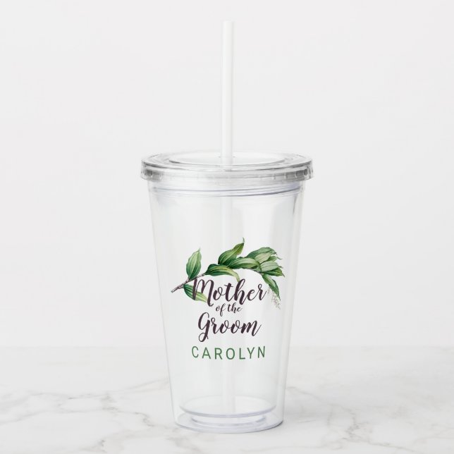 Mother of the Groom Foliage Personalised Acrylic Tumbler (Front)