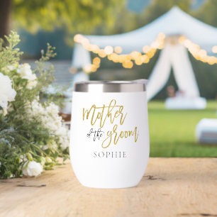 Mother of The Groom Gift Name Black Gold Glitter
