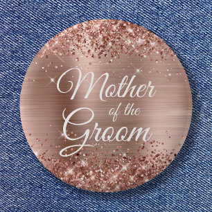 Mother of the Groom Glittery Rose Gold Foil 6 Cm Round Badge
