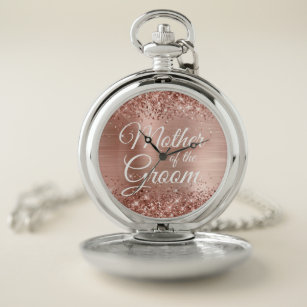 Mother of the Groom Glittery Rose Gold Glam Pocket Watch