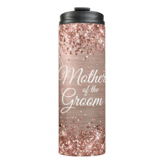 Mother of the Groom Glittery Rose Gold Glam Thermal Tumbler