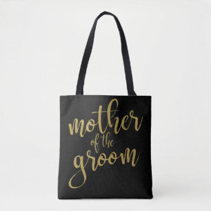 Mother of the Groom Gold Glitter Calligraphy Tote