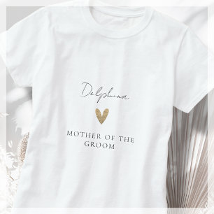 Mother of the Groom Gold Heart Modern Script T-Shirt