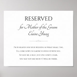 Mother of the Groom I'm In Heaven For Your Wedding Poster