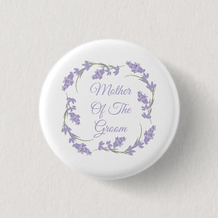 Mother of the Groom Lavender Floral Wreath  3 Cm Round Badge