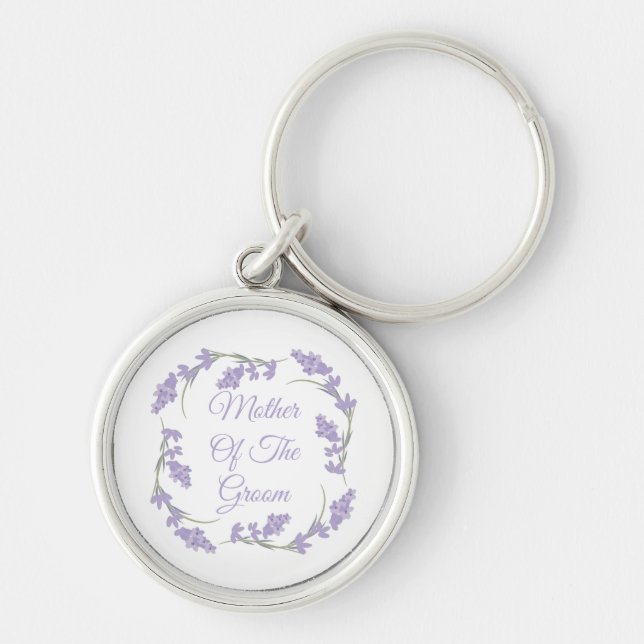 Mother of the Groom Lavender Floral Wreath  Key Ring (Front)