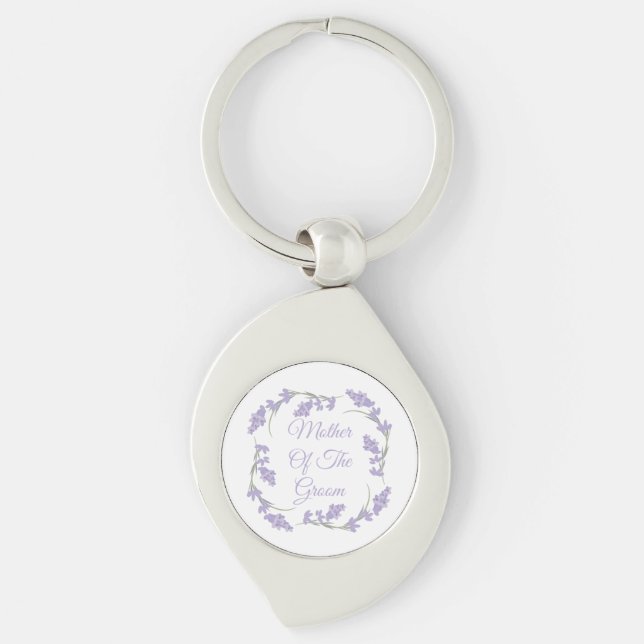 Mother of the Groom Lavender Floral Wreath Key Ring (Front)