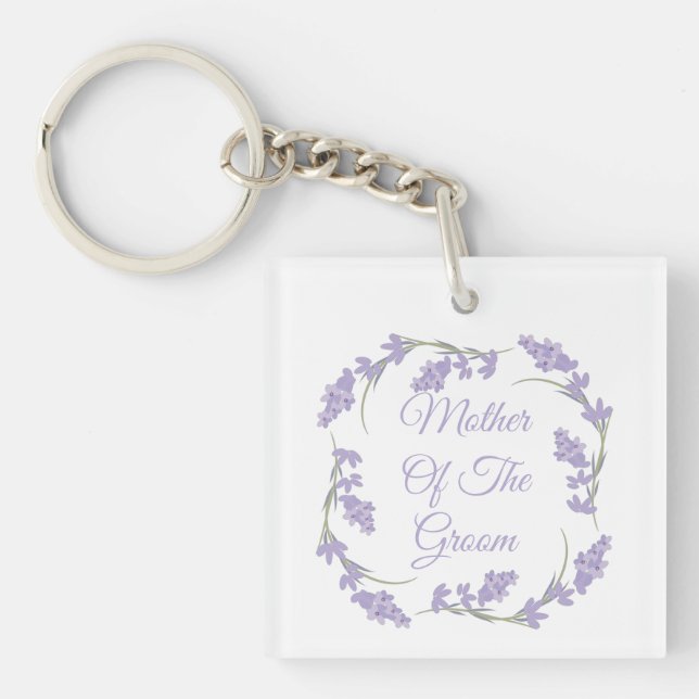 Mother of the Groom Lavender Floral Wreath  Keycha Key Ring (Front)