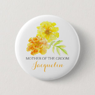 Mother of the groom marigolds art wedding button