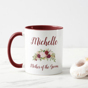 Mother of the Groom Marsala Pink Floral Wedding Mug
