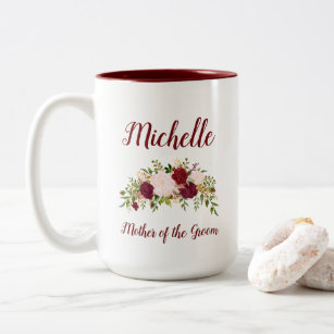 Mother of the Groom Marsala Pink Floral Wedding Two-Tone Coffee Mug