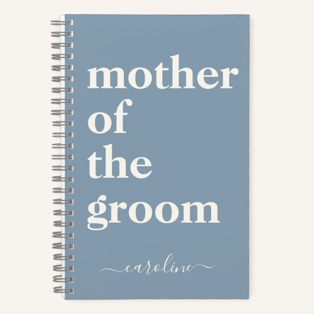 Mother of the Groom Minimalist Modern Custom Blue Notebook (Front)