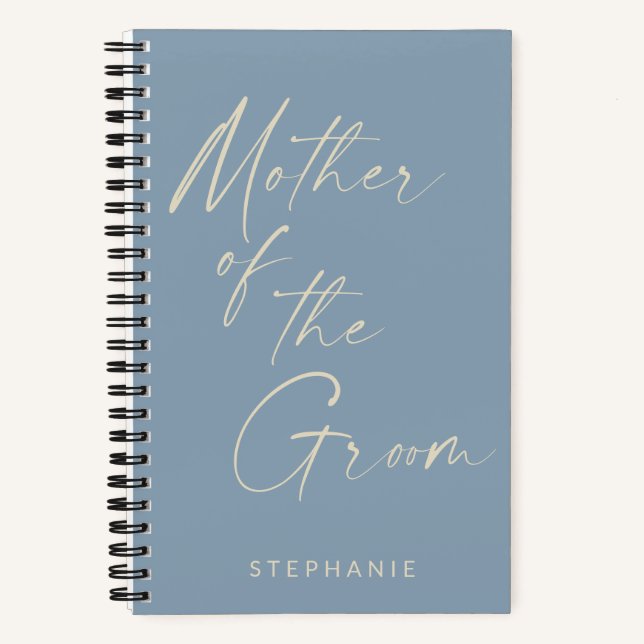 Mother of the Groom Minimalist Personalised Blue Notebook (Front)