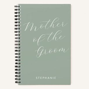 Mother of the Groom Minimalist Personalised Sage Notebook
