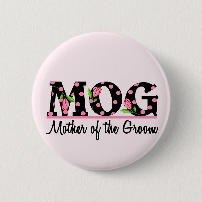 Mother of the Groom (MOG) Tulip Lettering 6 Cm Round Badge (Front)