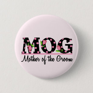 Mother of the Groom (MOG) Tulip Lettering 6 Cm Round Badge