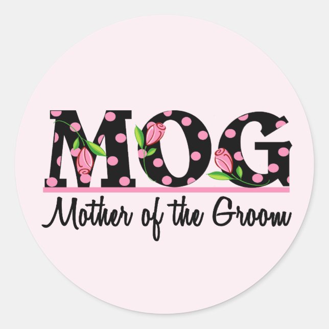 Mother of the Groom (MOG) Tulip Lettering Classic Round Sticker (Front)