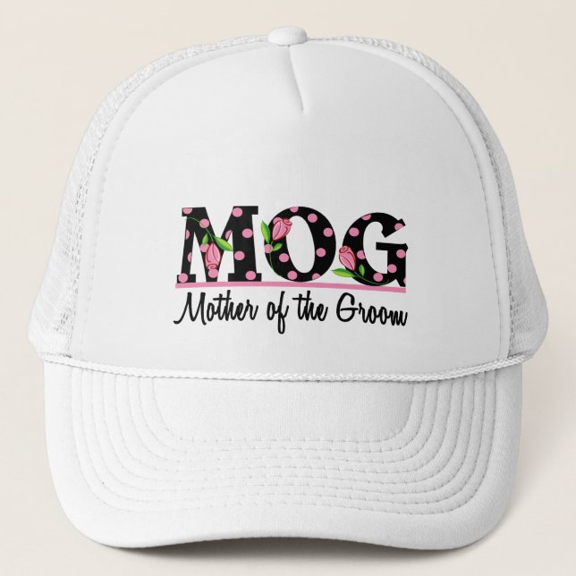 Mother of the Groom (MOG) Tulip Lettering Trucker Hat (Front)