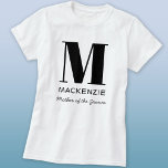 Mother of the Groom Monogram Name T-Shirt<br><div class="desc">Modern typography minimalist monogram name design which can be changed to personalize. Ideal for the Mother of the Groom at the Bridal Shower or Bachelorette party,  or as a fun wedding party favor or gift.</div>