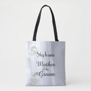 Mother of the Groom Name Faux Vintage Lace Tote Bag