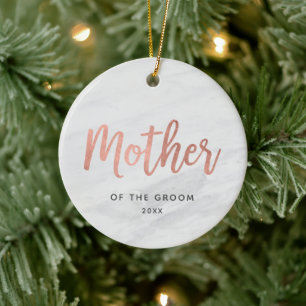 Mother Of The Groom Personalised Rose Gold Wedding Ceramic Tree Decoration