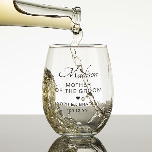 Mother of the Groom Personalised Wedding Gift Stemless Wine Glass