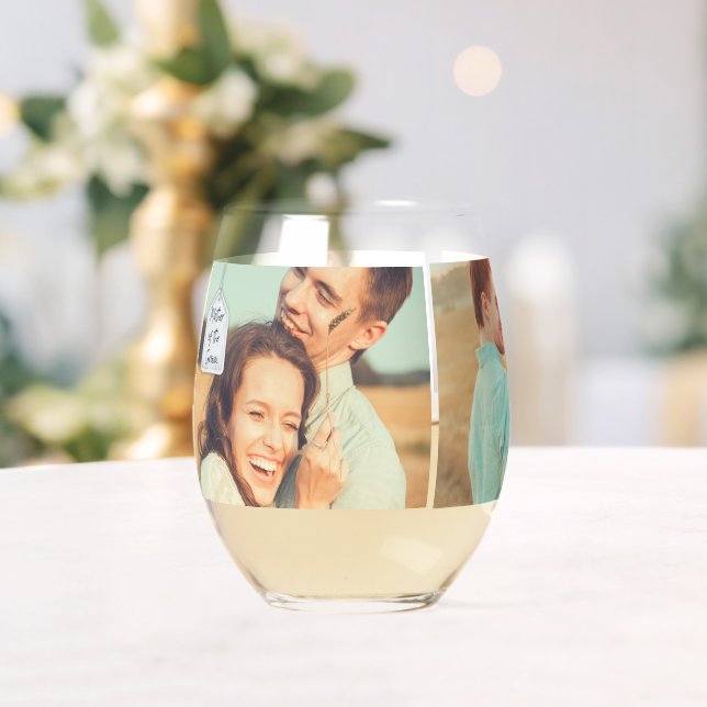 Mother of the Groom Photo Collage Stemless Wine Glass (Insitu (Wedding))