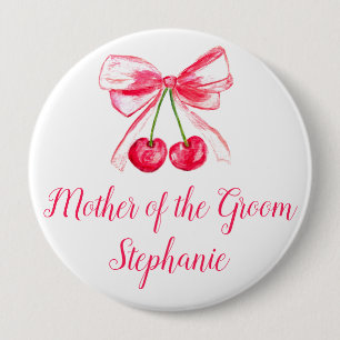 Mother of the Groom Pink Bow Coquette Wedding 10 Cm Round Badge