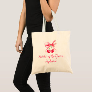 Mother of the Groom Pink Bow Coquette Wedding Tote Bag
