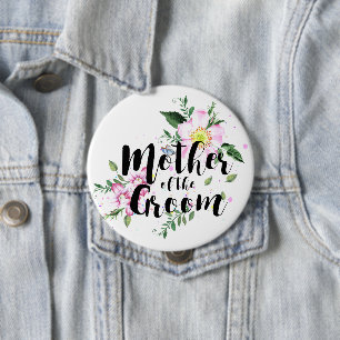 Mother of the Groom Pink Floral Watercolor Wedding 10 Cm Round Badge