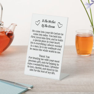 Mother Of The Groom Plaque Wedding Keepsake Gift Pedestal Sign