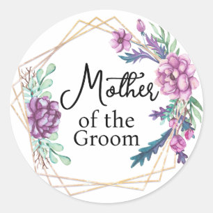 Mother of the Groom Purple Floral Wedding Classic Round Sticker