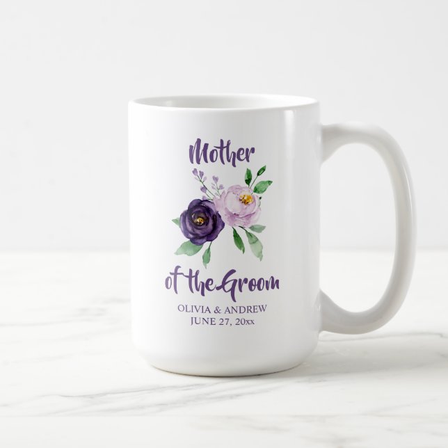 Mother of the Groom Purple Lavender Floral Coffee Mug (Right)
