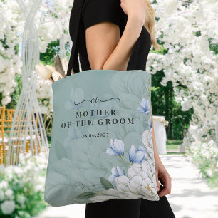 Mother of the Groom Sage Green Floral Wedding Tote Bag